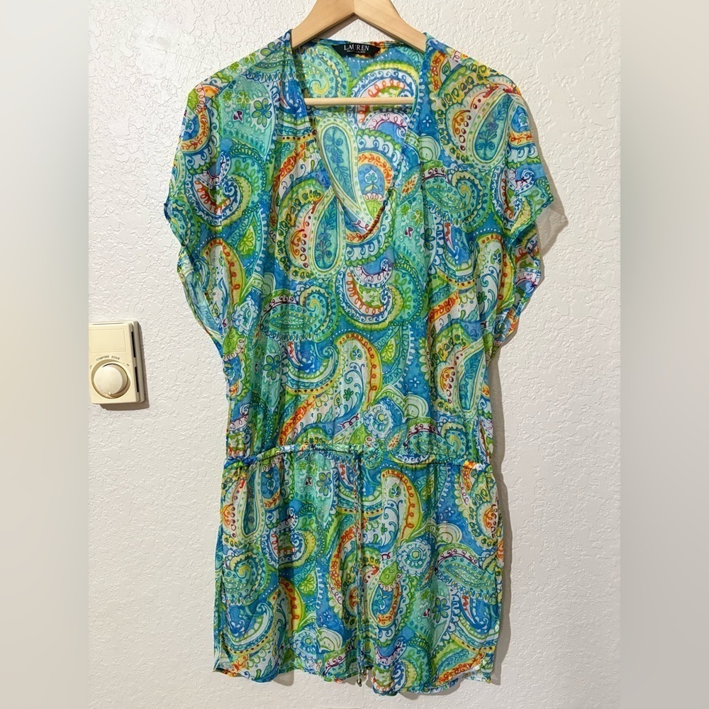 Lauren Ralph Lauren‎ Medium Carnivale Paisley Mesh Swimsuit Cover Up Dress